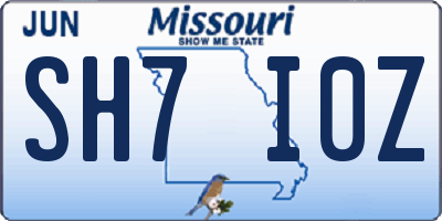 MO license plate SH7I0Z