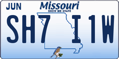 MO license plate SH7I1W