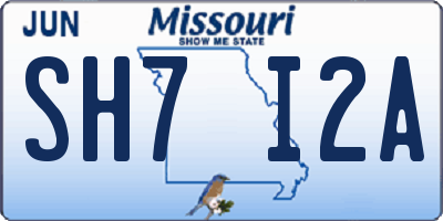 MO license plate SH7I2A