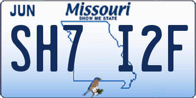 MO license plate SH7I2F