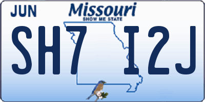 MO license plate SH7I2J