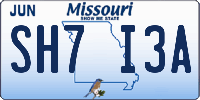 MO license plate SH7I3A