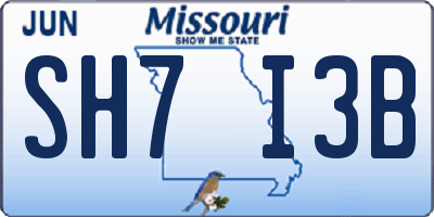 MO license plate SH7I3B