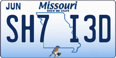 MO license plate SH7I3D