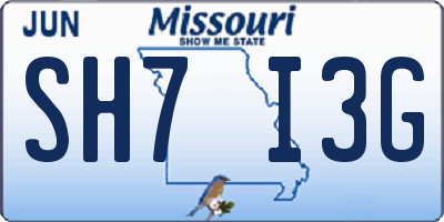 MO license plate SH7I3G