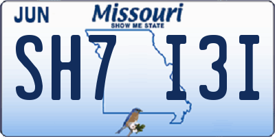 MO license plate SH7I3I