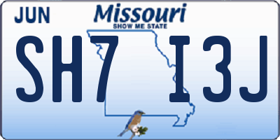 MO license plate SH7I3J
