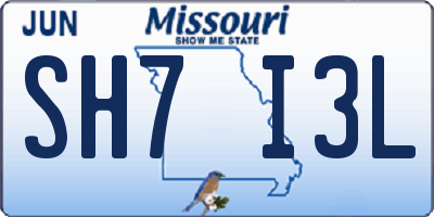 MO license plate SH7I3L
