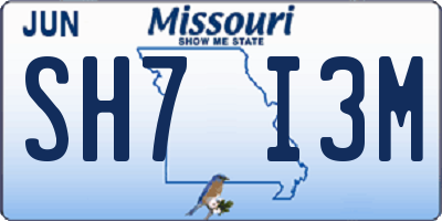 MO license plate SH7I3M