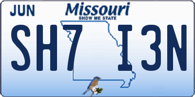 MO license plate SH7I3N