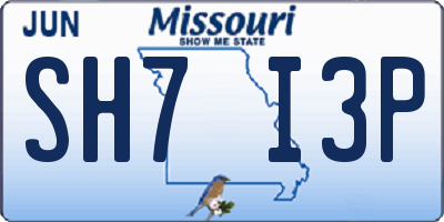 MO license plate SH7I3P