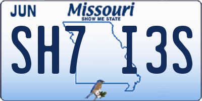 MO license plate SH7I3S
