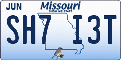 MO license plate SH7I3T