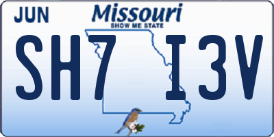 MO license plate SH7I3V