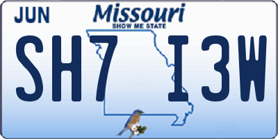 MO license plate SH7I3W
