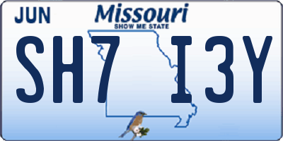 MO license plate SH7I3Y