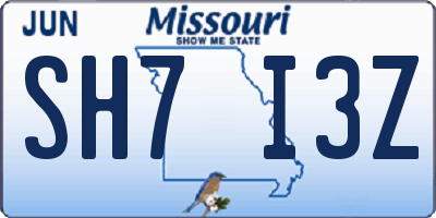 MO license plate SH7I3Z