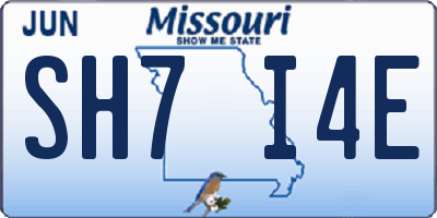 MO license plate SH7I4E