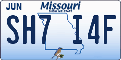 MO license plate SH7I4F