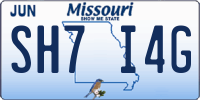 MO license plate SH7I4G