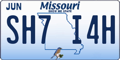 MO license plate SH7I4H