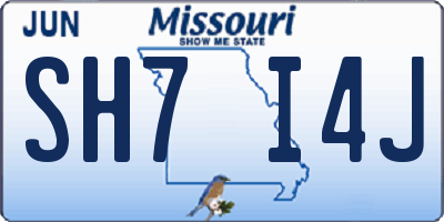MO license plate SH7I4J