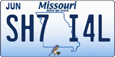 MO license plate SH7I4L