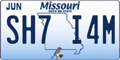 MO license plate SH7I4M