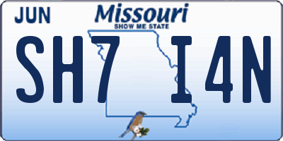 MO license plate SH7I4N