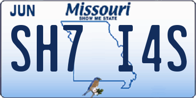 MO license plate SH7I4S
