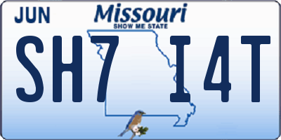 MO license plate SH7I4T