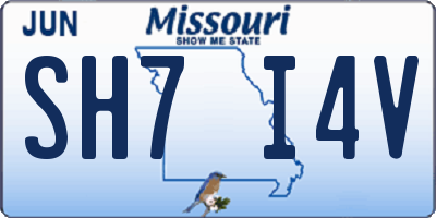 MO license plate SH7I4V