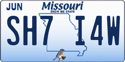 MO license plate SH7I4W