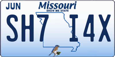 MO license plate SH7I4X