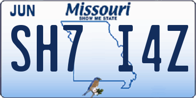 MO license plate SH7I4Z