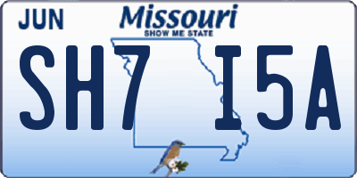 MO license plate SH7I5A