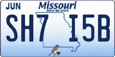 MO license plate SH7I5B