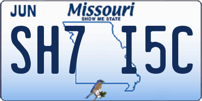 MO license plate SH7I5C