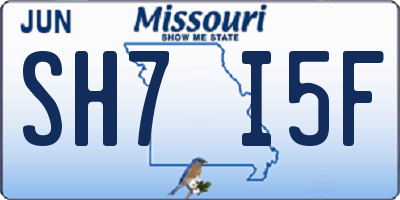 MO license plate SH7I5F