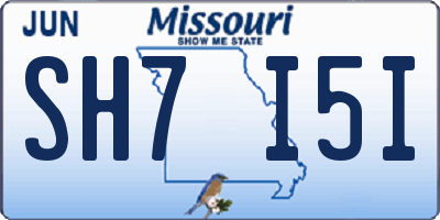 MO license plate SH7I5I