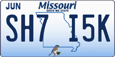 MO license plate SH7I5K