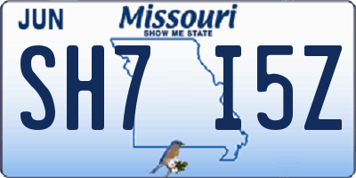 MO license plate SH7I5Z
