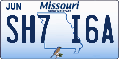 MO license plate SH7I6A