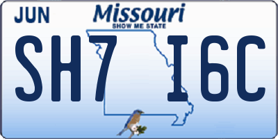 MO license plate SH7I6C