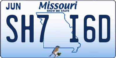 MO license plate SH7I6D