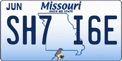MO license plate SH7I6E