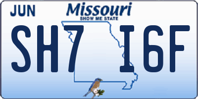 MO license plate SH7I6F