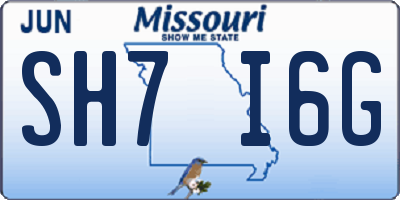 MO license plate SH7I6G