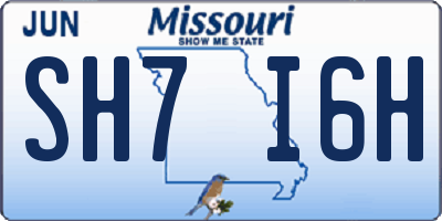 MO license plate SH7I6H
