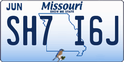 MO license plate SH7I6J